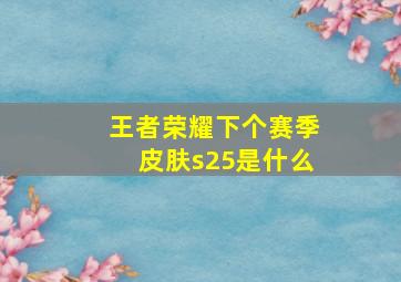 王者荣耀下个赛季皮肤s25是什么