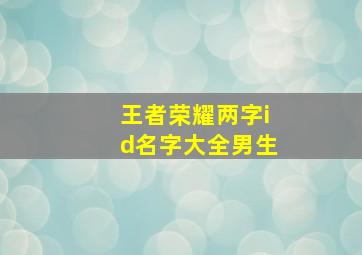 王者荣耀两字id名字大全男生