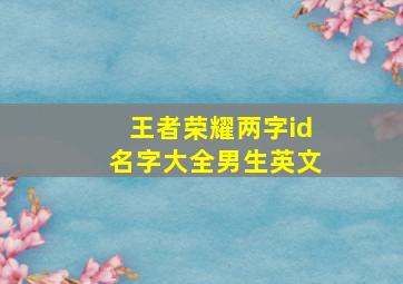 王者荣耀两字id名字大全男生英文