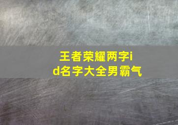 王者荣耀两字id名字大全男霸气