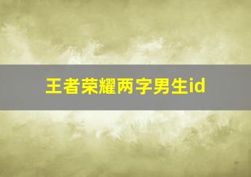 王者荣耀两字男生id