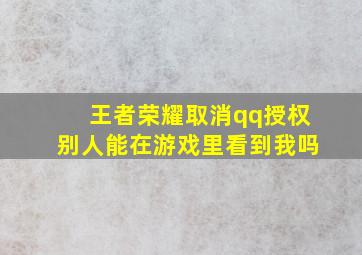 王者荣耀取消qq授权别人能在游戏里看到我吗