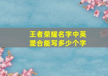 王者荣耀名字中英混合能写多少个字