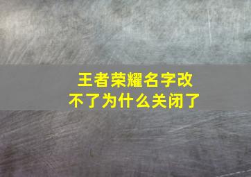 王者荣耀名字改不了为什么关闭了