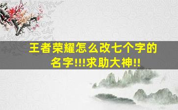 王者荣耀怎么改七个字的名字!!!求助大神!!