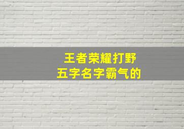 王者荣耀打野五字名字霸气的