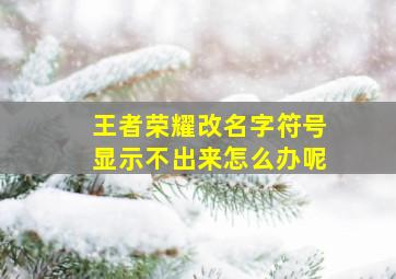 王者荣耀改名字符号显示不出来怎么办呢