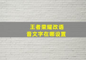 王者荣耀改语音文字在哪设置