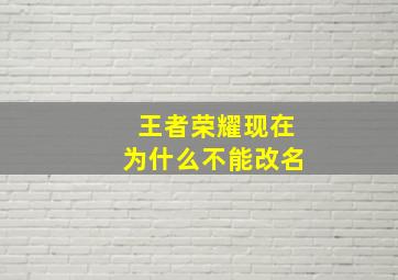 王者荣耀现在为什么不能改名