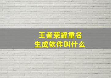 王者荣耀重名生成软件叫什么