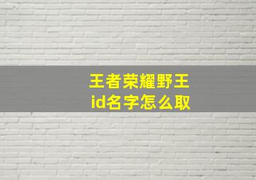 王者荣耀野王id名字怎么取