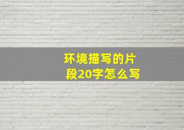 环境描写的片段20字怎么写