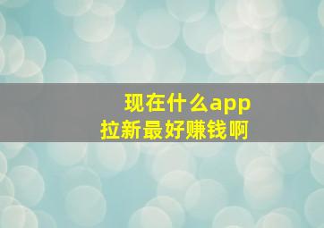 现在什么app拉新最好赚钱啊