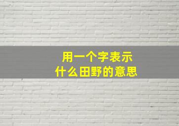 用一个字表示什么田野的意思