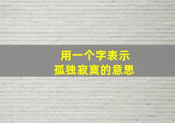 用一个字表示孤独寂寞的意思