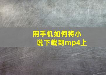 用手机如何将小说下载到mp4上