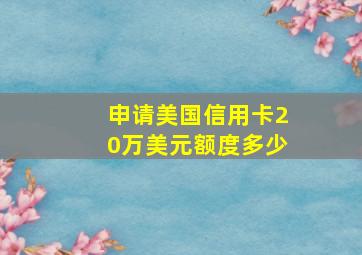 申请美国信用卡20万美元额度多少