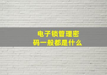 电子锁管理密码一般都是什么