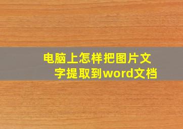 电脑上怎样把图片文字提取到word文档