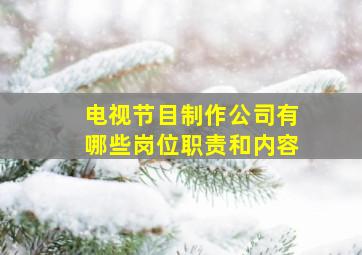 电视节目制作公司有哪些岗位职责和内容