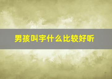 男孩叫宇什么比较好听