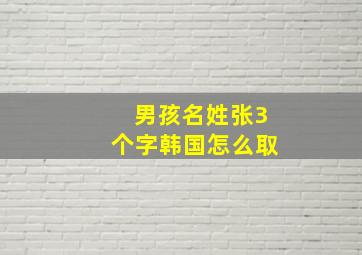 男孩名姓张3个字韩国怎么取