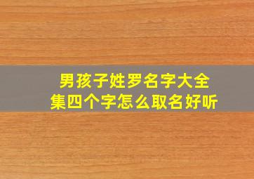 男孩子姓罗名字大全集四个字怎么取名好听