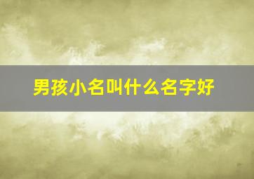 男孩小名叫什么名字好