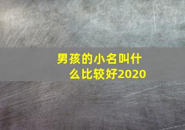 男孩的小名叫什么比较好2020