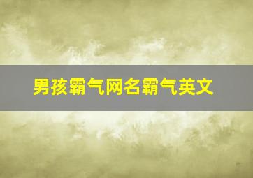 男孩霸气网名霸气英文