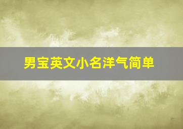 男宝英文小名洋气简单