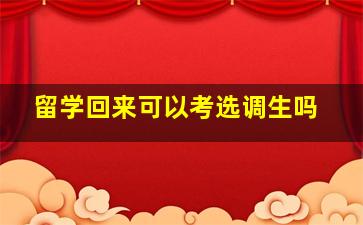 留学回来可以考选调生吗