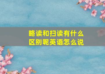 略读和扫读有什么区别呢英语怎么说