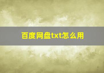 百度网盘txt怎么用