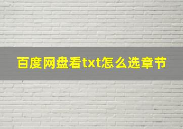 百度网盘看txt怎么选章节