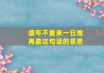 盛年不重来一日难再晨这句话的意思