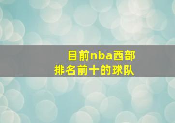 目前nba西部排名前十的球队