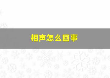 相声怎么回事