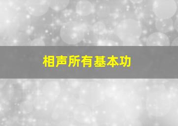 相声所有基本功