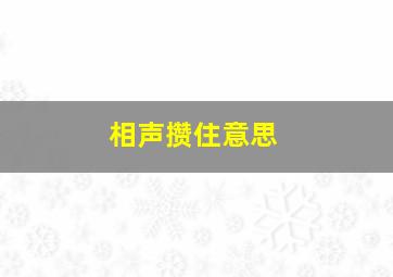 相声攒住意思