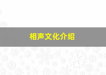 相声文化介绍