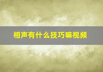 相声有什么技巧嘛视频