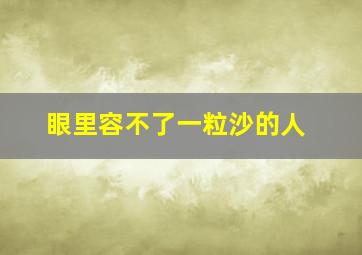 眼里容不了一粒沙的人