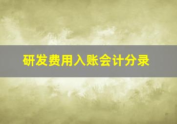 研发费用入账会计分录