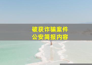 破获诈骗案件公安简报内容