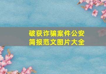 破获诈骗案件公安简报范文图片大全