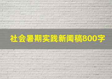 社会暑期实践新闻稿800字