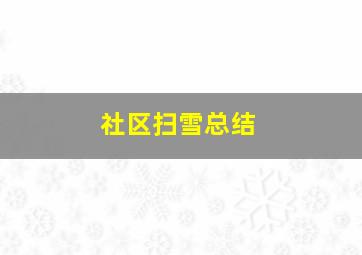 社区扫雪总结