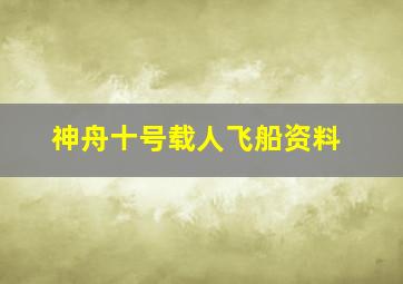 神舟十号载人飞船资料