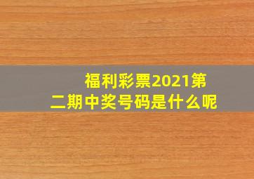 福利彩票2021第二期中奖号码是什么呢